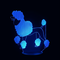 Lampe 3D LED Animal Caniche Royal effet holographique fond noir