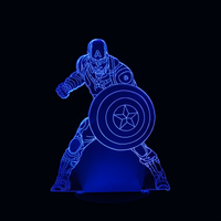 Lampe 3D LED Marvel Captain America effet holographique fond noir
