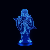 Lampe 3D LED One Piece Captain Monkey D. Luffy effet holographique fond noir