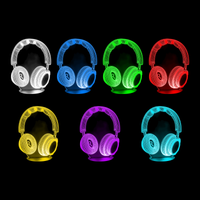 Lampe 3D Musique Casque Audio 7 couleurs LED rouge vert bleu violet jaune cyan blanc