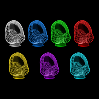 Lampe 3D Musique Casque de Musique 7 couleurs LED rouge vert bleu violet jaune cyan blanc