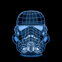 Lampe 3D LED Star Wars Casque Stormtrooper effet holographique fond noir