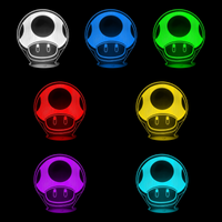 Lampe 3D Nintendo Champignon Mario 7 couleurs LED rouge vert bleu violet jaune cyan blanc