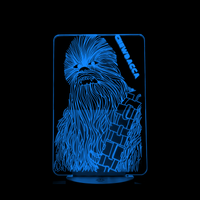 Lampe 3D LED Star Wars Chewbacca effet holographique fond noir