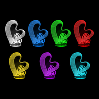 Heart Lamp for Couples in Love, 7 LED colours: red, green, blue, purple, yellow, cyan, white