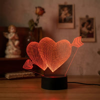 Lampe veilleuse Coeur Flèche de Cupidon décoration chambre ambiance LED