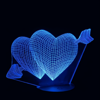 Cupid's Arrow Heart Lamp, holographic effect on a black background