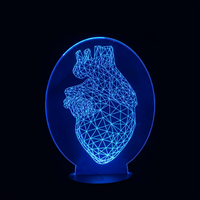 Lampe 3D LED Coeur Le Cœur Géométrique effet holographique fond noir