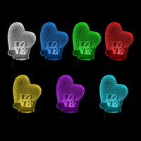 Lampe 3D Coeur Love 7 couleurs LED rouge vert bleu violet jaune cyan blanc