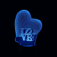 Love Heart Lamp, holographic effect on a black background