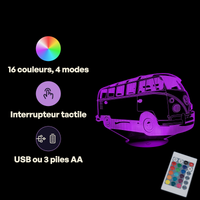 VW Van Car Lamp, specifications: remote control, 16 colours, USB or battery powered