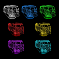 Lampe 3D Voiture Combi VW Peace and Love 7 couleurs LED rouge vert bleu violet jaune cyan blanc