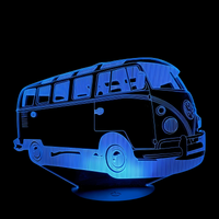 Lampe 3D LED Voiture Combi VW effet holographique fond noir