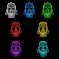 Lampe 3D Star Wars Dark Vador 7 couleurs LED rouge vert bleu violet jaune cyan blanc