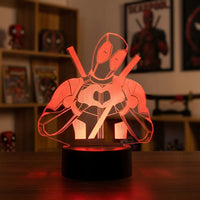 Marvel Deadpool 3 Lamp used as a night light, bedroom decor and ambient lighting