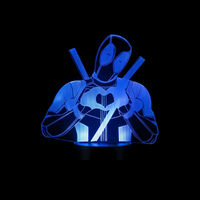 Lampe 3D LED Marvel Deadpool 3 effet holographique fond noir