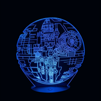 Lampe 3D LED Star Wars Death Star effet holographique fond noir