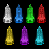 Lampe 3D Fusée Décollage 7 couleurs LED rouge vert bleu violet jaune cyan blanc