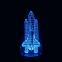 Lampe 3D LED Fusée Décollage effet holographique fond noir