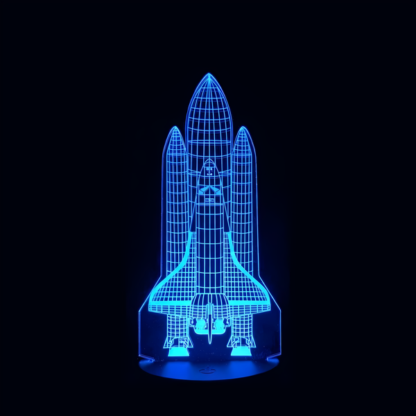 Lampe 3D LED Fusée Décollage effet holographique fond noir