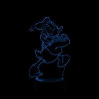 Lampe 3D LED Mickey Donald Duck effet holographique fond noir