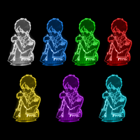 Attack on Titan Eren Jaeger Lamp, 7 LED colours: red, green, blue, purple, yellow, cyan, white