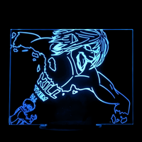 Attack on Titan Eren Jaeger Titan Lamp, holographic effect on a black background