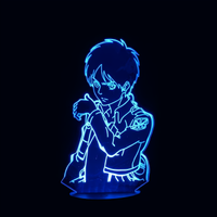 Attack on Titan Eren Jaeger Lamp, holographic effect on a black background