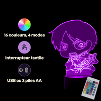 Attack on Titan Eren Yeager Lamp, specifications: remote control, 16 colours, USB or battery powered