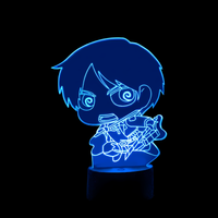 Attack on Titan Eren Yeager Lamp, holographic effect on a black background