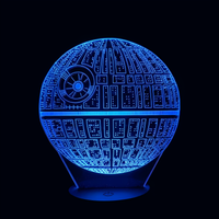 Lampe 3D LED Star Wars Étoile de la Mort effet holographique fond noir