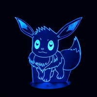 Lampe 3D LED Pokémon Évoli effet holographique fond noir