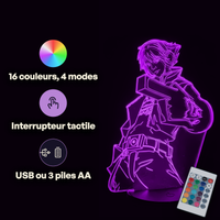 Caractéristiques lampe 3D LED League of Legends Ezreal télécommande 16 couleurs USB ou piles