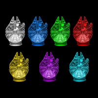 Lampe 3D Star Wars Faucon Millenium 7 couleurs LED rouge vert bleu violet jaune cyan blanc
