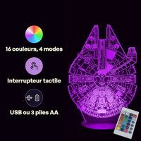 Star Wars Millennium Falcon Lamp, specifications: remote control, 16 colours, USB or battery powered