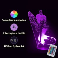 Disney Princess Tinkerbell Lamp, specifications: remote control, 16 colours, USB or battery powered