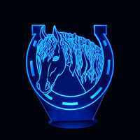 Lampe 3D LED Animal Fer à Cheval effet holographique fond noir
