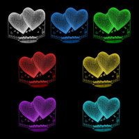 Heart Lamp Flowers and Hearts, 7 LED colours: red, green, blue, purple, yellow, cyan, white