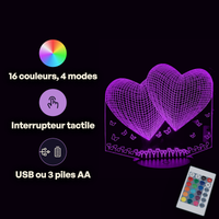 Heart Lamp Flowers and Hearts, specifications: remote control, 16 colours, USB or battery powered