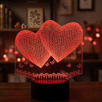 Heart Lamp Flowers and Hearts used as a night light, bedroom decor and ambient lighting