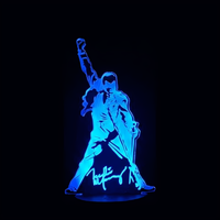 Lampe 3D LED Pop Culture Freddie Mercury effet holographique fond noir