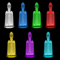 Lampe 3D Fusée Ariane 7 couleurs LED rouge vert bleu violet jaune cyan blanc