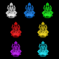 Lampe 3D Religieuse Ganesh 7 couleurs LED rouge vert bleu violet jaune cyan blanc