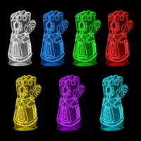 Lampe 3D Marvel Gant de Thanos 7 couleurs LED rouge vert bleu violet jaune cyan blanc