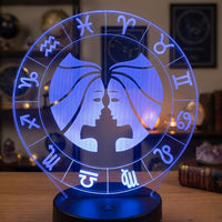 Zodiac Sign Lamp: Gemini used as a night light, bedroom decor and ambient lighting