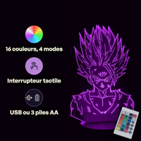 Dragon Ball Z Gohan SSJ2 Lamp, specifications: remote control, 16 colours, USB or battery powered