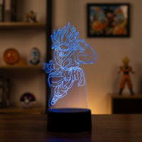 Dragon Ball Z Goku Blue Lamp used as a night light, bedroom decor and ambient lighting