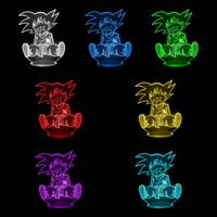 Lampe 3D Dragon Ball Z Goku Enfant 7 couleurs LED rouge vert bleu violet jaune cyan blanc