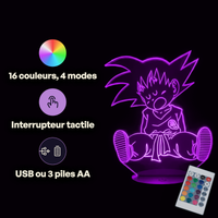 Dragon Ball Z Kid Goku Lamp, specifications: remote control, 16 colours, USB or battery powered