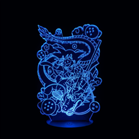 Lampe 3D LED Dragon Ball Z Goku et Shenron effet holographique fond noir